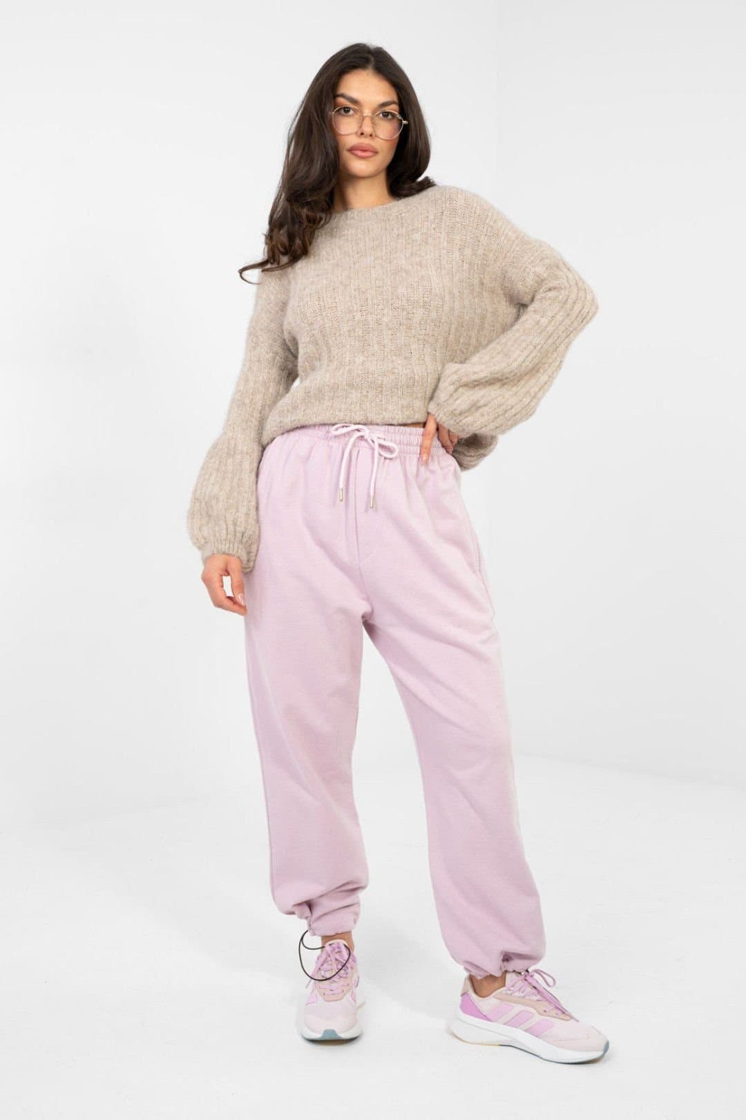 Love Lace Love Lace Women's Comfort Cotton Jogger Sweatpants Trousers in Pale Pink