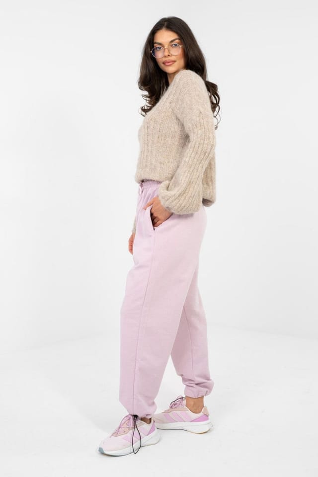 Love Lace Love Lace Women's Comfort Cotton Jogger Sweatpants Trousers in Pale Pink - 2
