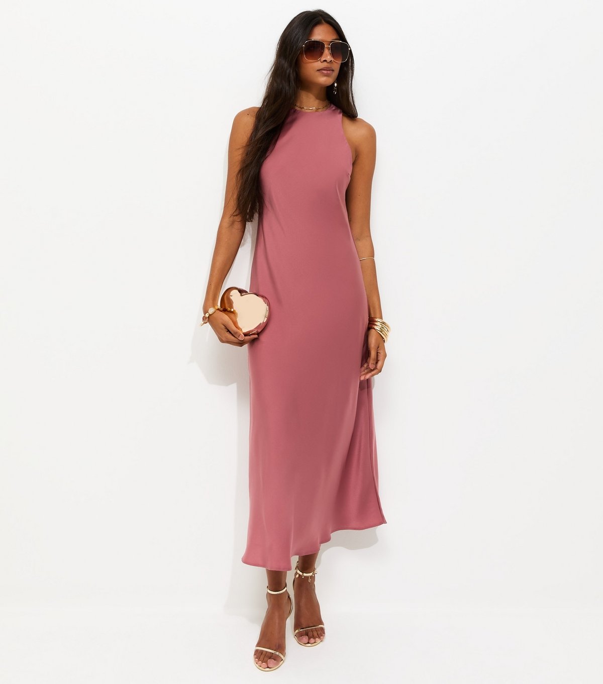 New Look Women's Pink Satin High Neck Maxi Dress New Look - 2