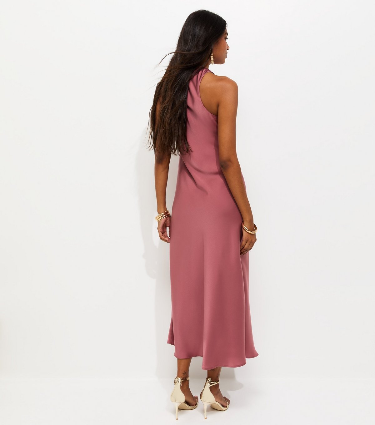 New Look Women's Pink Satin High Neck Maxi Dress New Look - 4