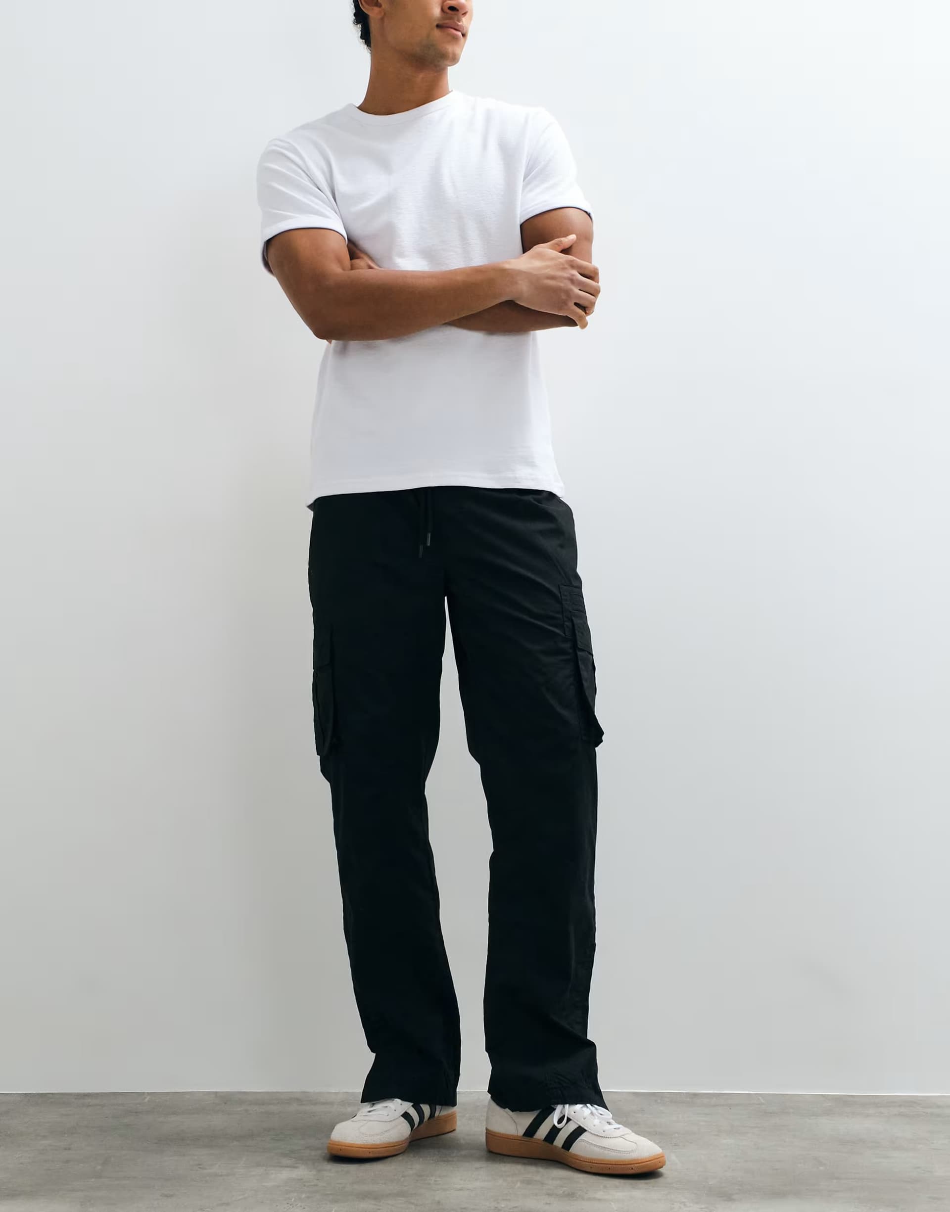 ASOS Brave Soul 100% cotton cargo trousers with elasticated waist in black