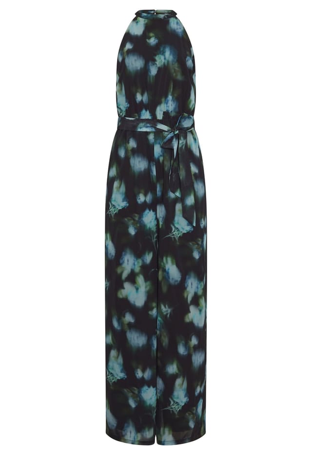 Long Tall Sally Long Tall Sally Women's Tall Floral Halterneck Jumpsuit in Black - 2