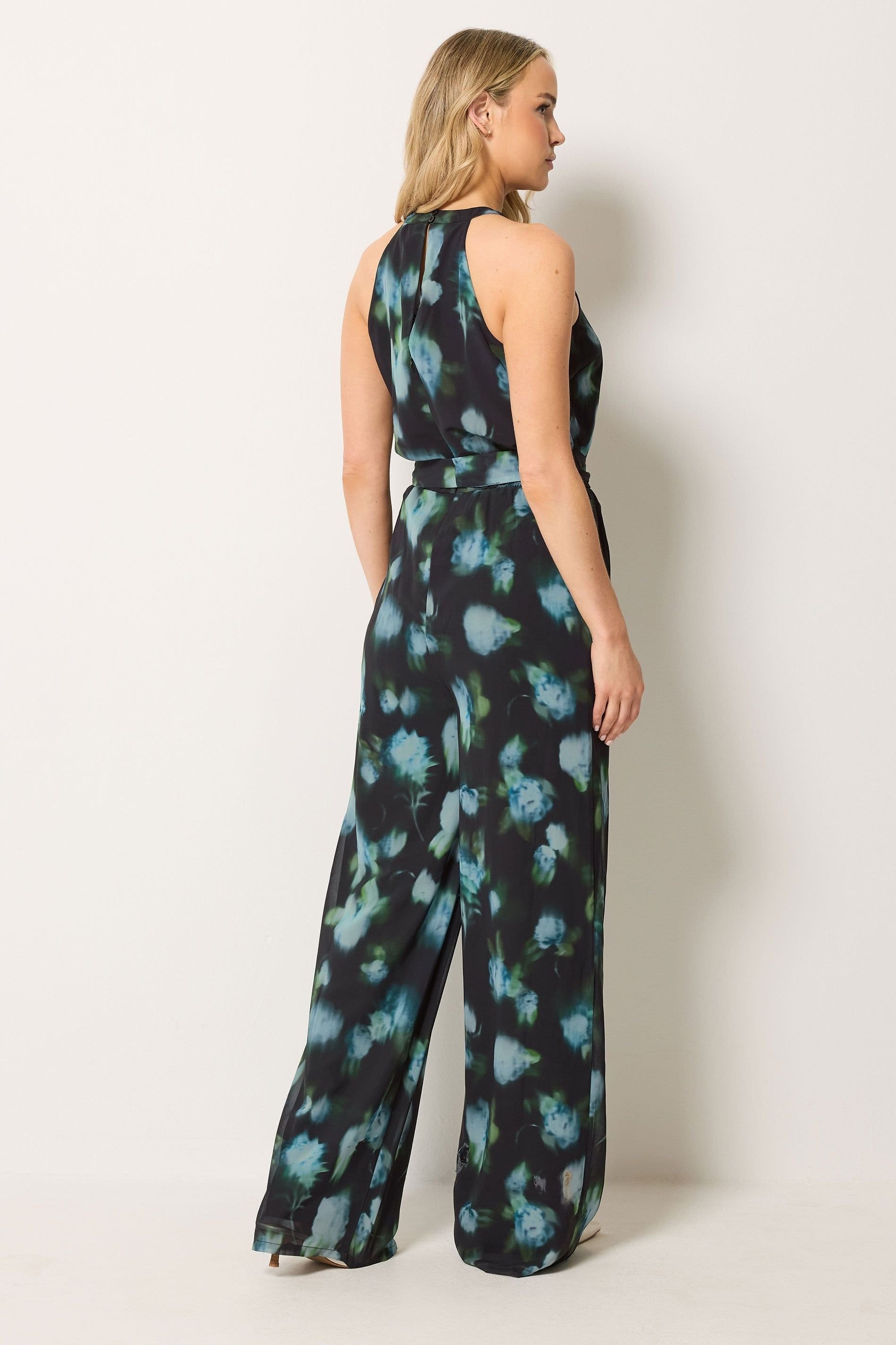 Long Tall Sally Long Tall Sally Women's Tall Floral Halterneck Jumpsuit in Black - 4