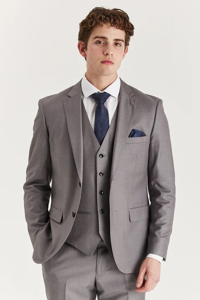 Paul Andrew Paul Andrew Men's Edward 3 Piece Suit Classic Stitch Wedding Summer Prom Dress in Grey - 1