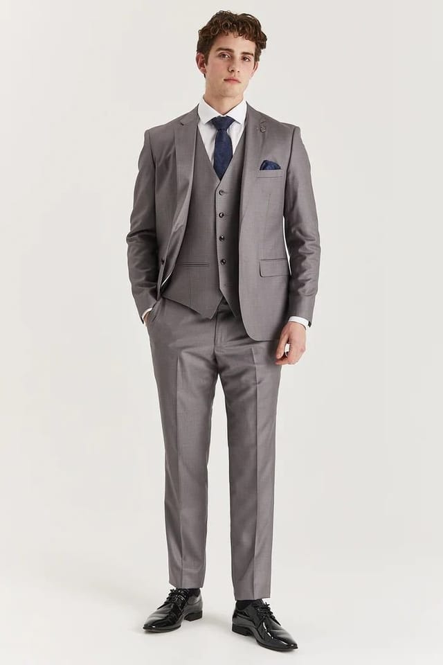 Paul Andrew Paul Andrew Men's Edward 3 Piece Suit Classic Stitch Wedding Summer Prom Dress in Grey - 2