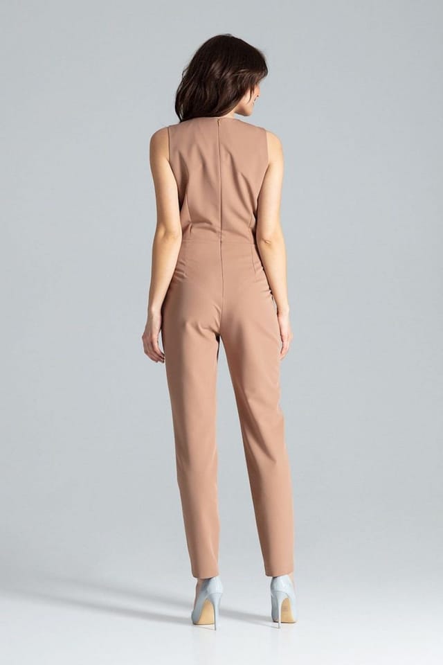 Love Lace Love Lace Women's Classic Sleeveless Jumpsuit with Envelope Neckline in Brown - 3