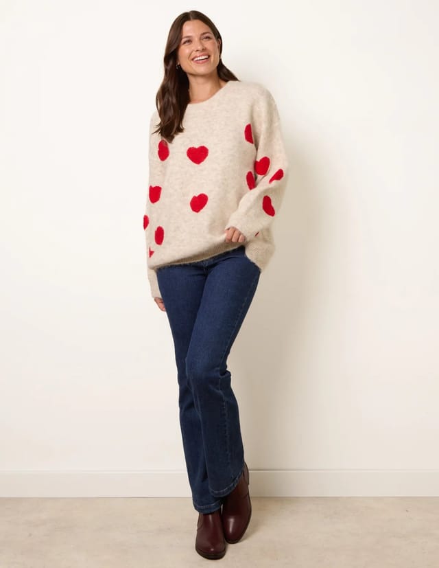 Blue Vanilla Heart Crew Neck Knit Jumper - 2