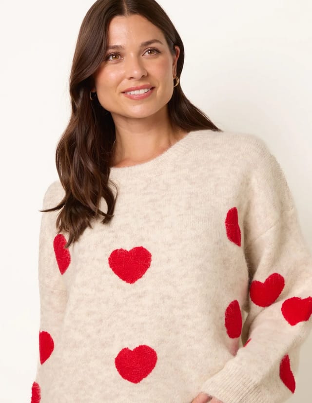 Blue Vanilla Heart Crew Neck Knit Jumper - 3