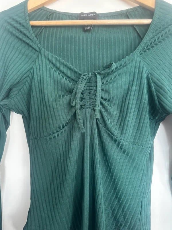 New Look Size 14 green new look bodysuit sinched bow chest ties