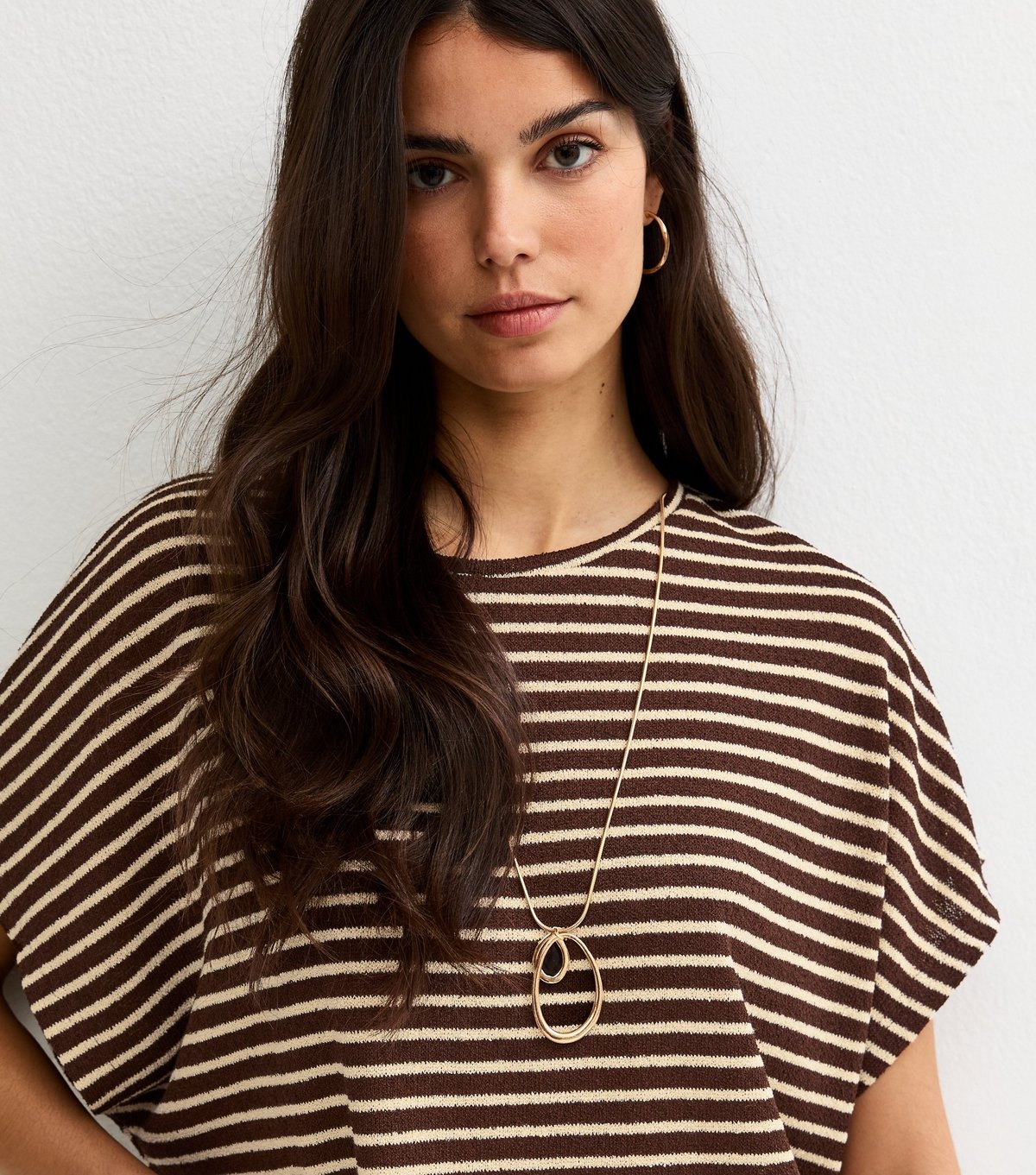 New Look Women's Brown Textured Soft Touch Stripe Top New Look - 2