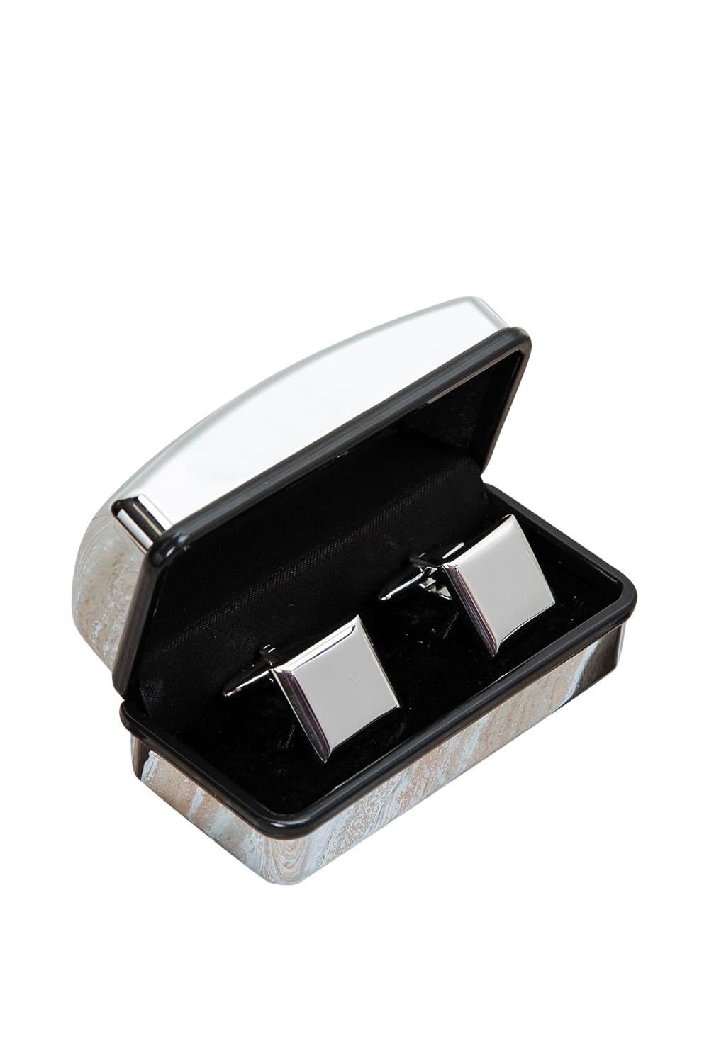 Harvey Makin Harvey Makin Men's Plain Square Cufflinks in Engravable Box in Metallic Silver