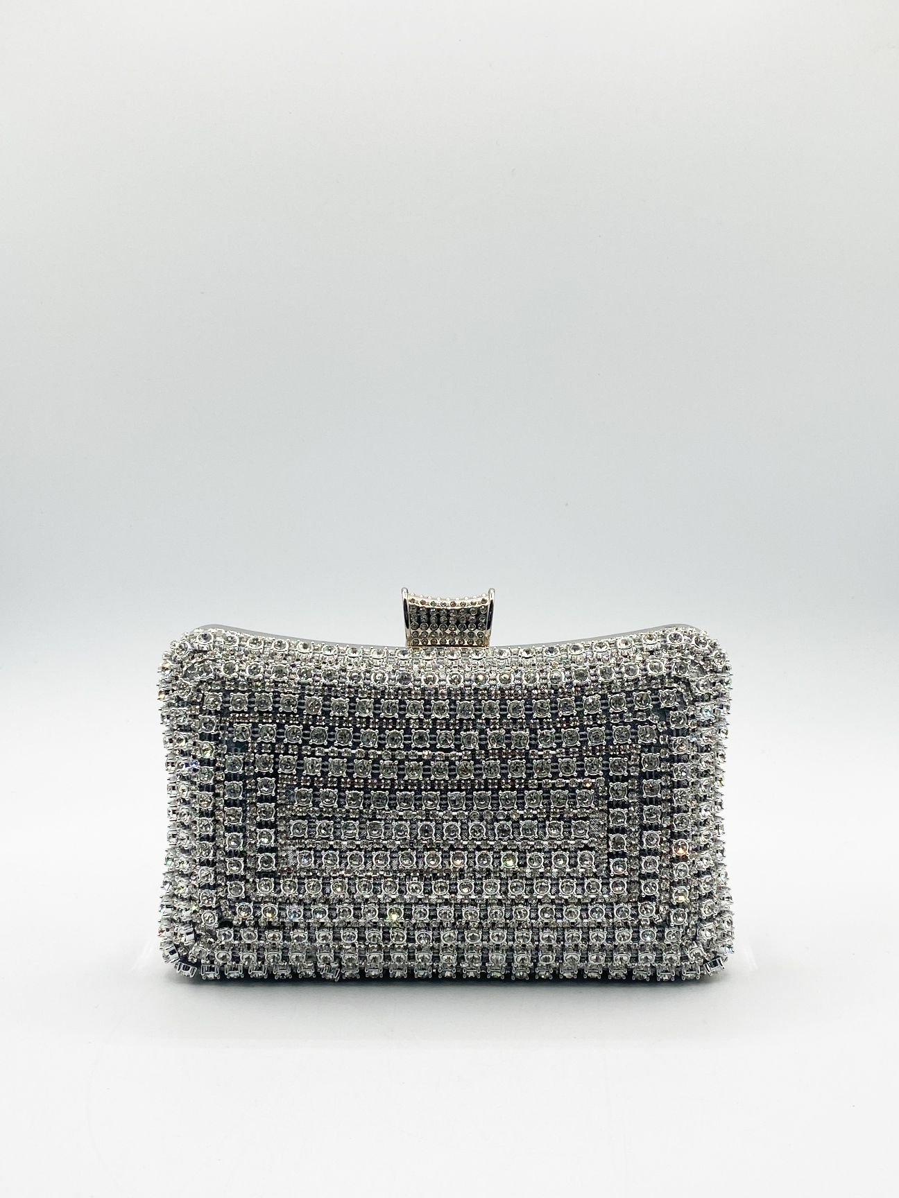 SVNX SVNX Women's Silver Diamante Clutch Bag - 1