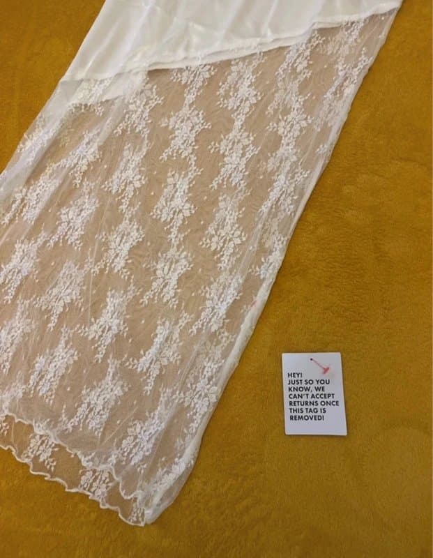 ASOS ASOS satin maxi skirt with lace insert in ivory