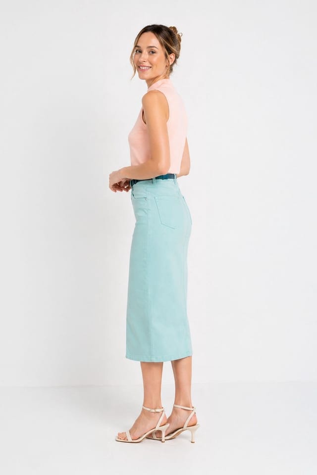Kettlewell Kettlewell Women's Denim Skirt in Duck Egg Blue - 3