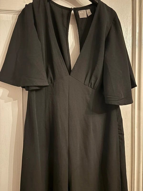 ASOS ASOS plunge angel sleeves jumpsuit 12 wedding brunch party same day post - 1