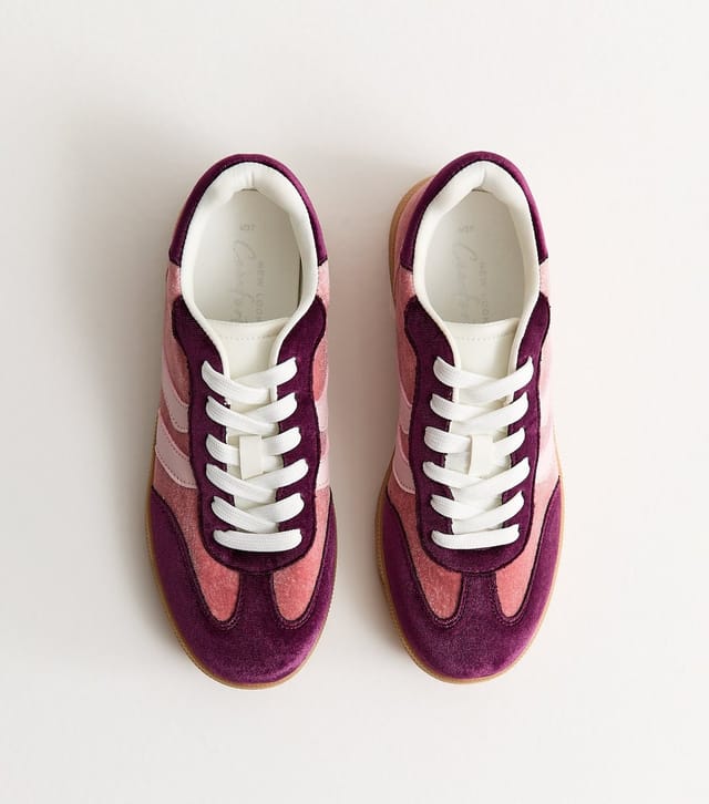 New Look Women's Light Pink Velvet Contrast Panel Trainer Vegan New Look - 2