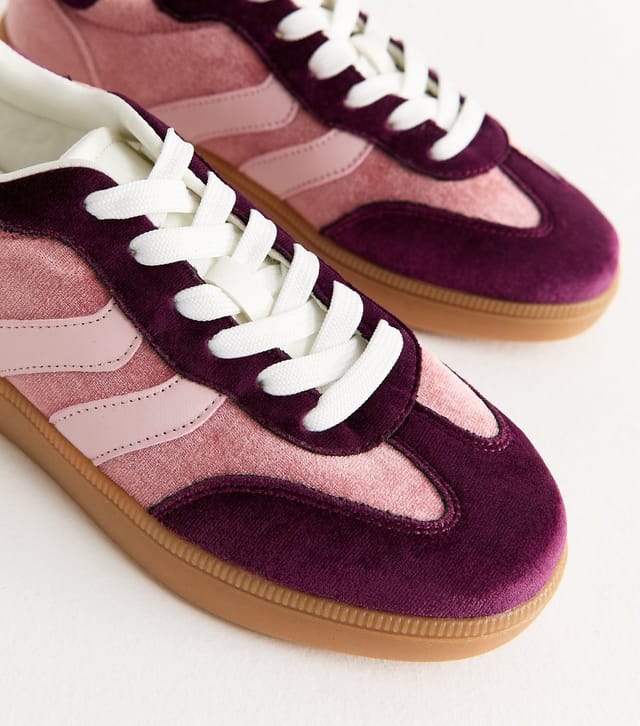 New Look Women's Light Pink Velvet Contrast Panel Trainer Vegan New Look - 3