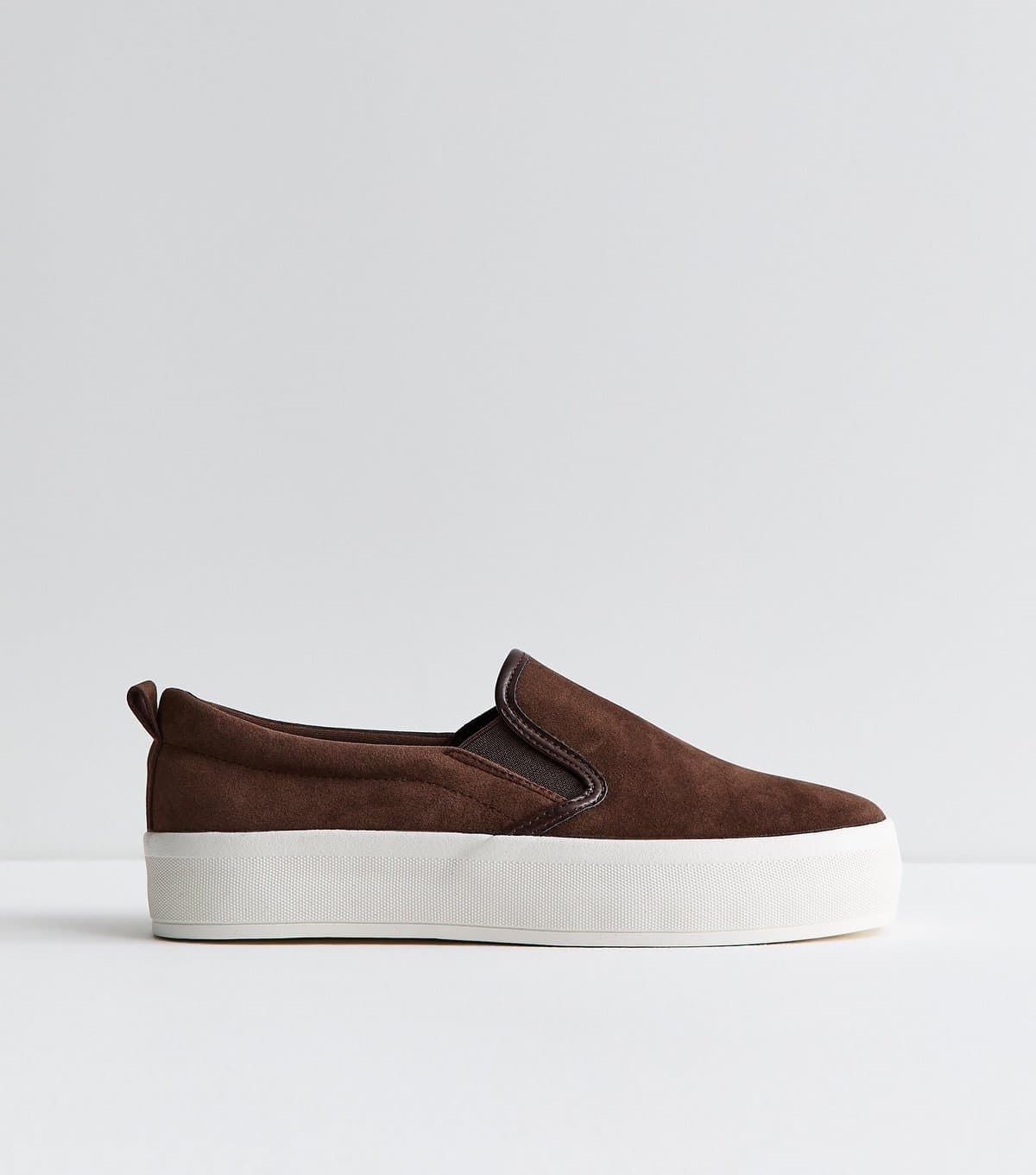 New Look Women's Brown Faux Suede Slip On Trainers Vegan New Look