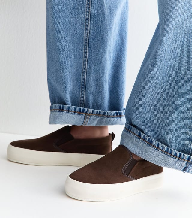 New Look Women's Brown Faux Suede Slip On Trainers Vegan New Look - 2