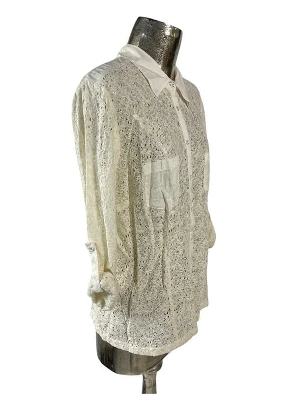 Fransa Brandtex women's top shirt lace new size medium 14 cream cotton eu42 rrp £58