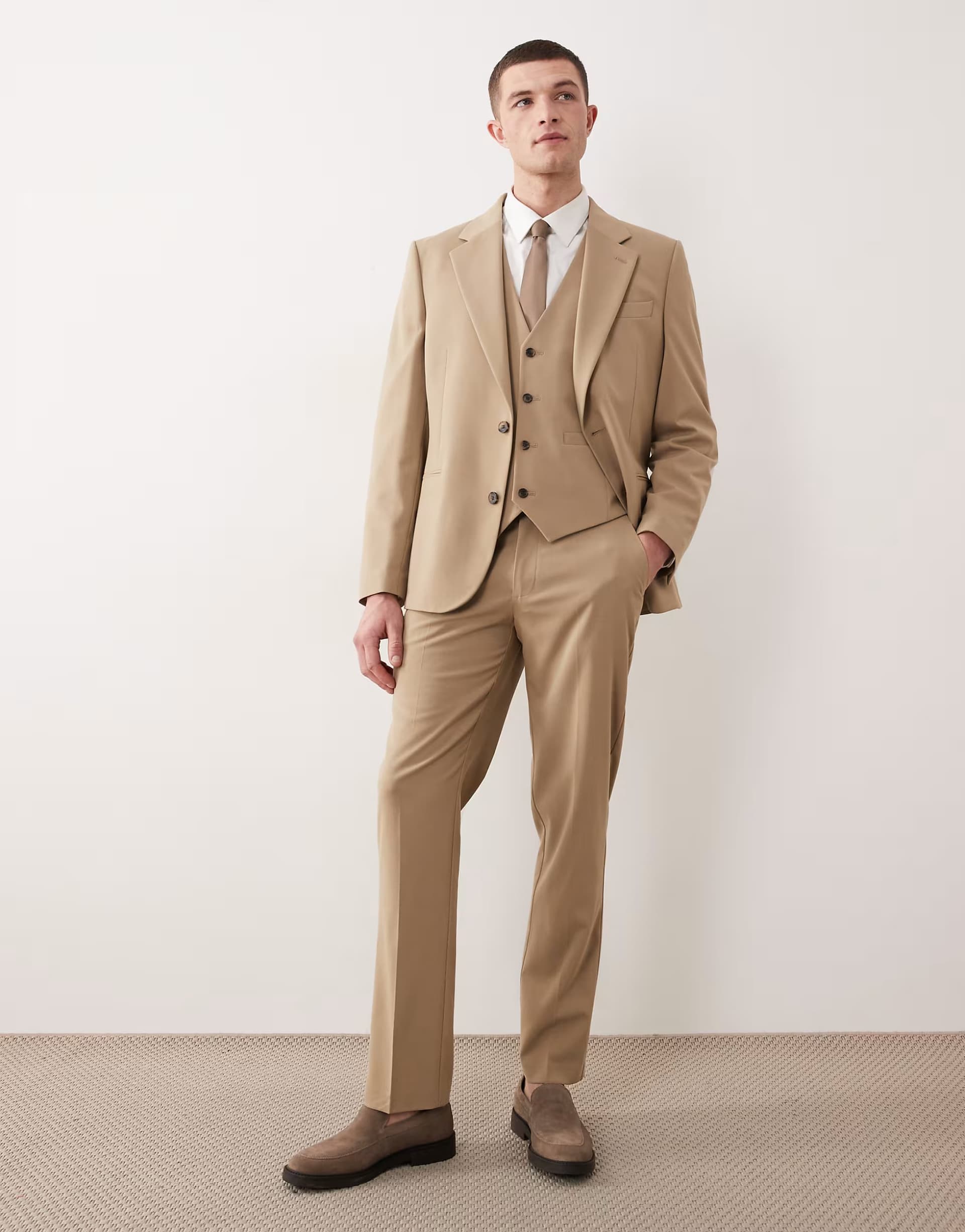 ASOS ASOS DESIGN slim suit trousers in stone
