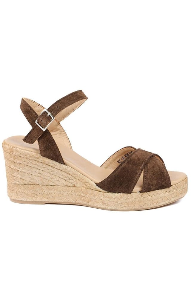 Jones Bootmaker Jones Bootmaker Women's Raelina Leather Wedged Espadrilles in Brown - 2