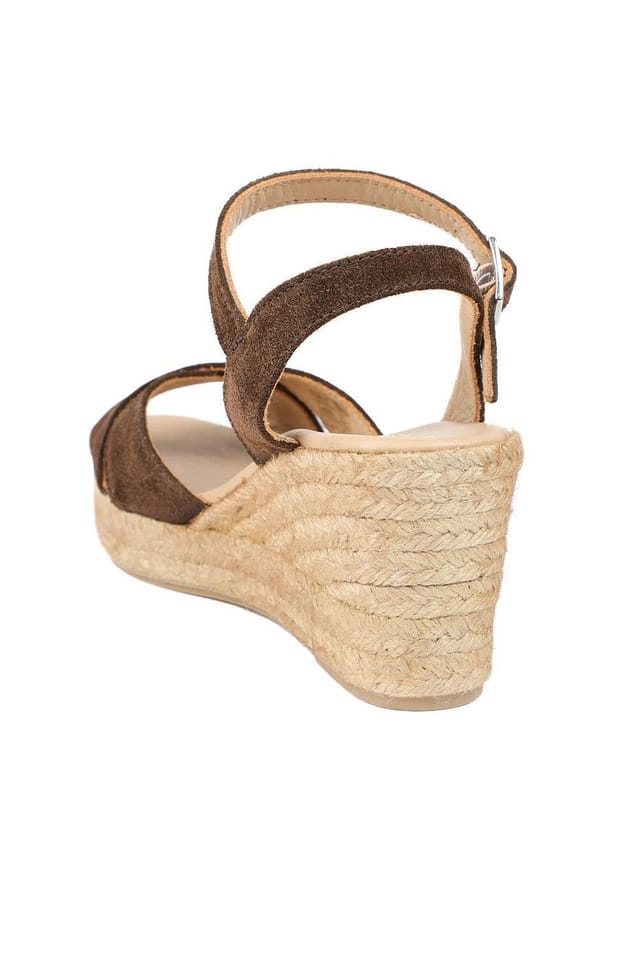 Jones Bootmaker Jones Bootmaker Women's Raelina Leather Wedged Espadrilles in Brown - 3