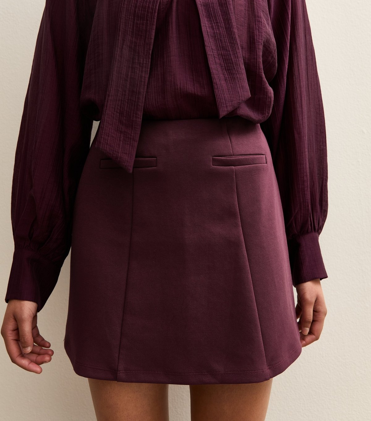 New Look Women's Dark Burgundy A Line Mini Skirt New Look - 3