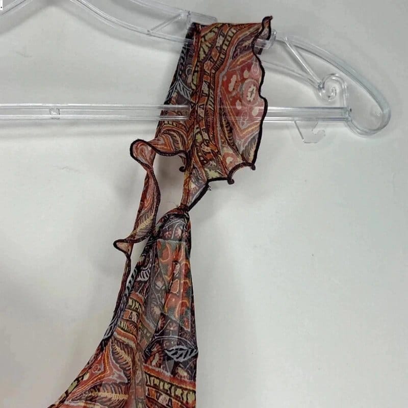 Victoria's Secret Orange Paisley Aztec Sheer Cami And Shorts Set