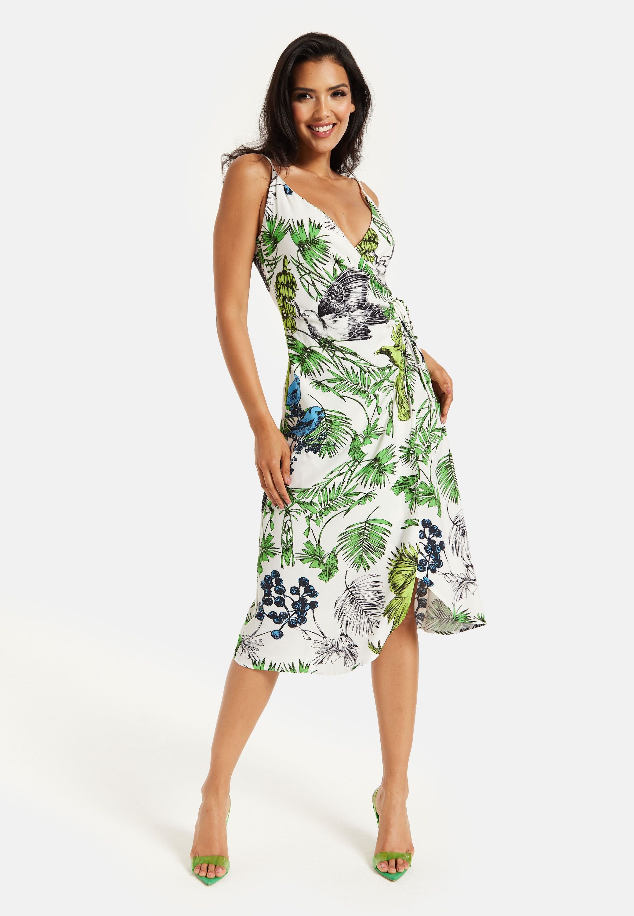 Liquorish Liquorish Women's Bird & Floral Print Midi Wrap Dress - 3
