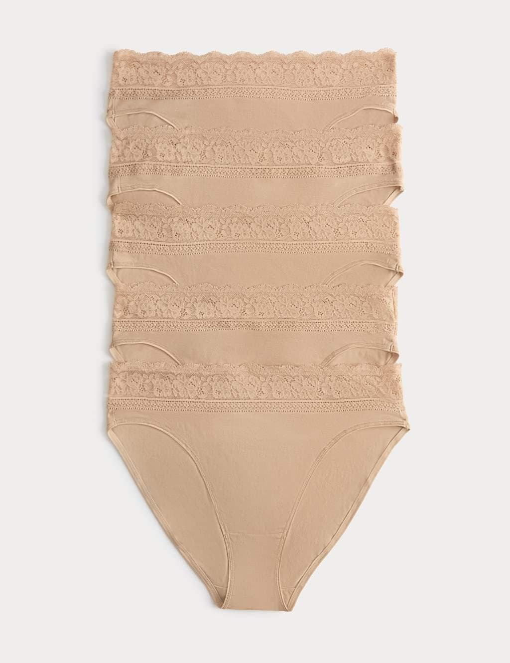 Marks & Spencer M&S 5pk Cotton Lycra® High Leg & Lace Knickers Rose Quartz