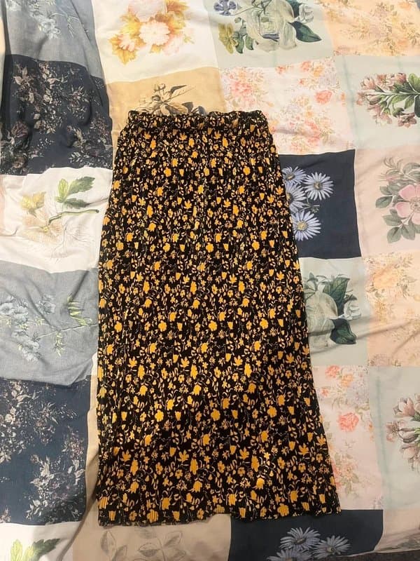 ASOS Design black and orange midi skirt