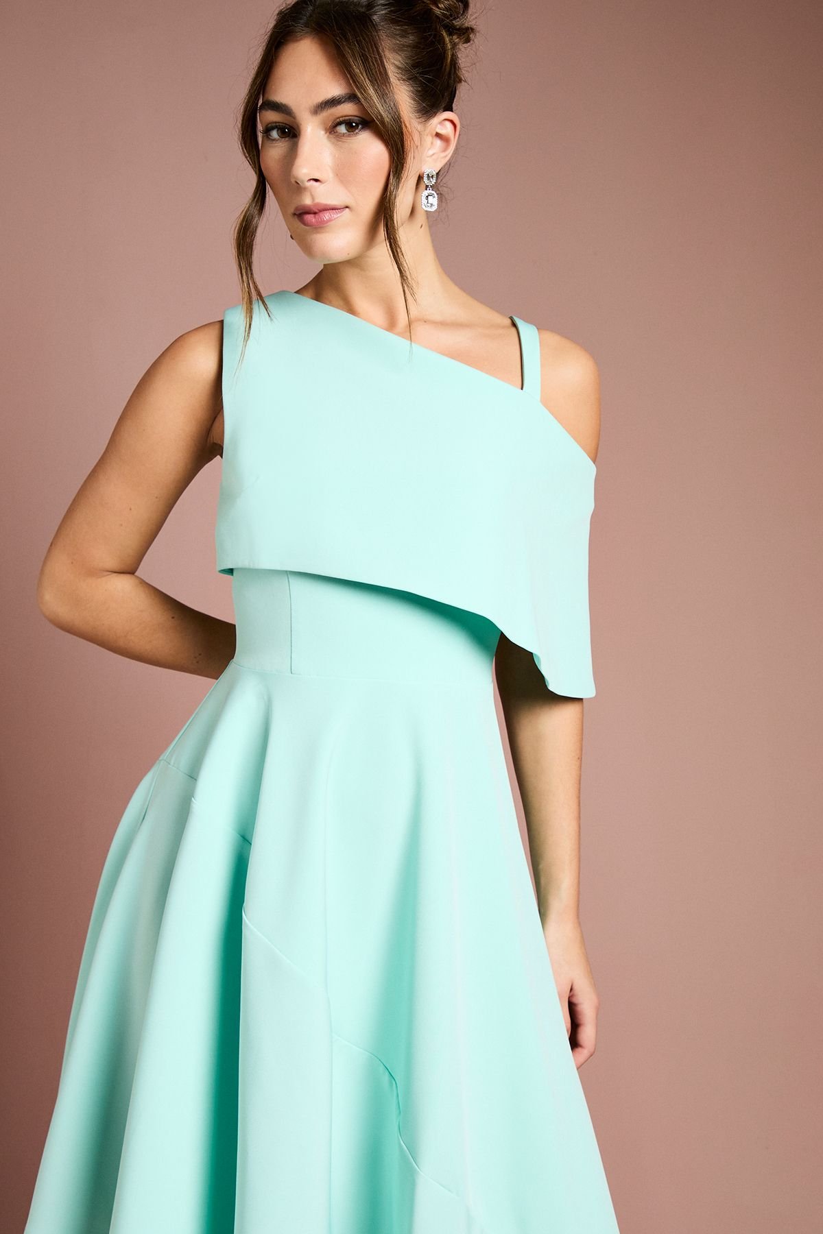 Coast Coast Women's Asymmetric Crepe Midi Dress in Aqua - 4