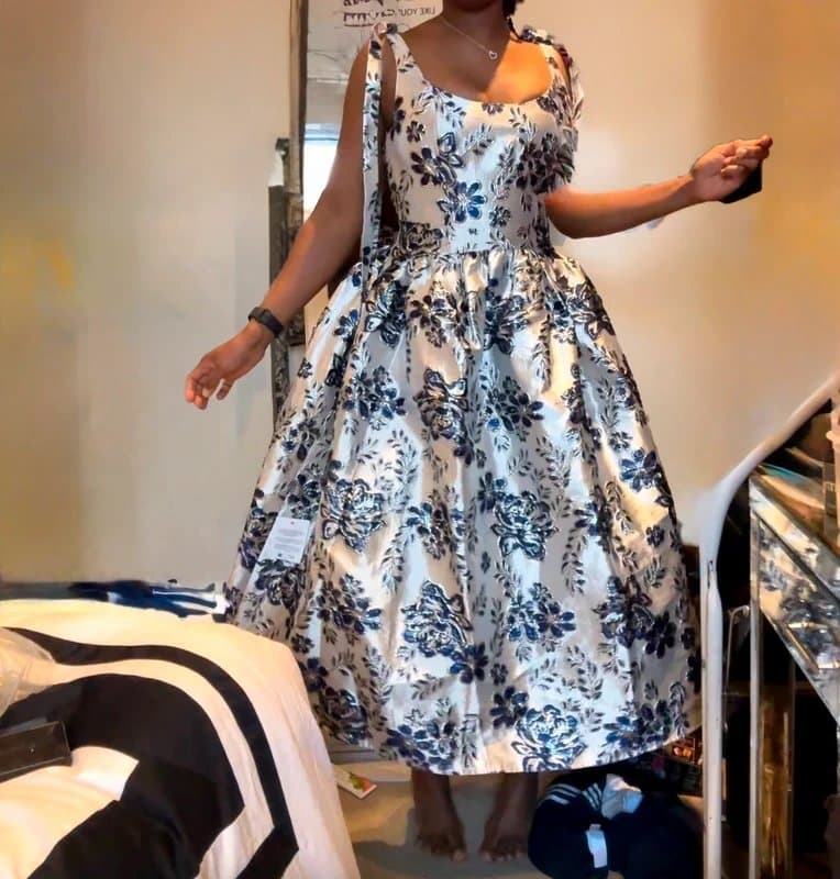 ASOS Design ASOS luxe midi dress with full skirt in blue floral