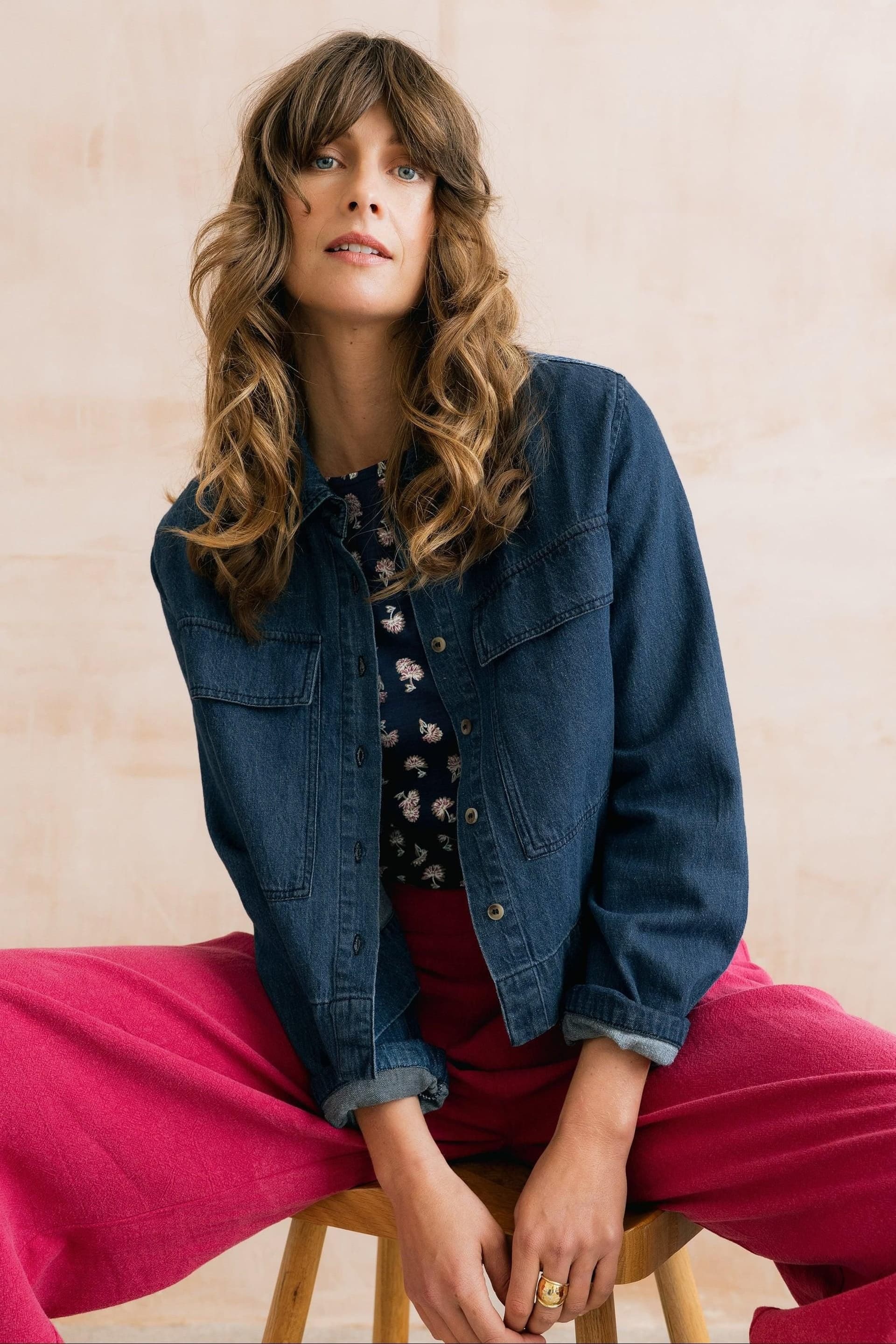 Lily & Me Lily & Me Blue Denim Jacket in Cotton/Linen