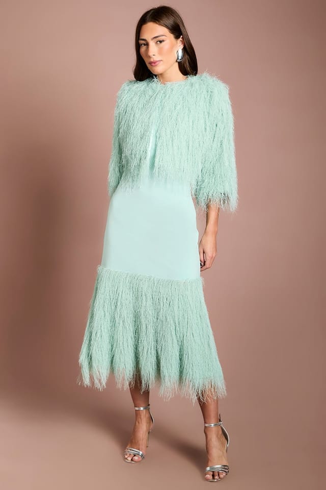 Coast Coast Women's Muse Sleeveless Bandage Fringed Midi Dress in Sage - 2