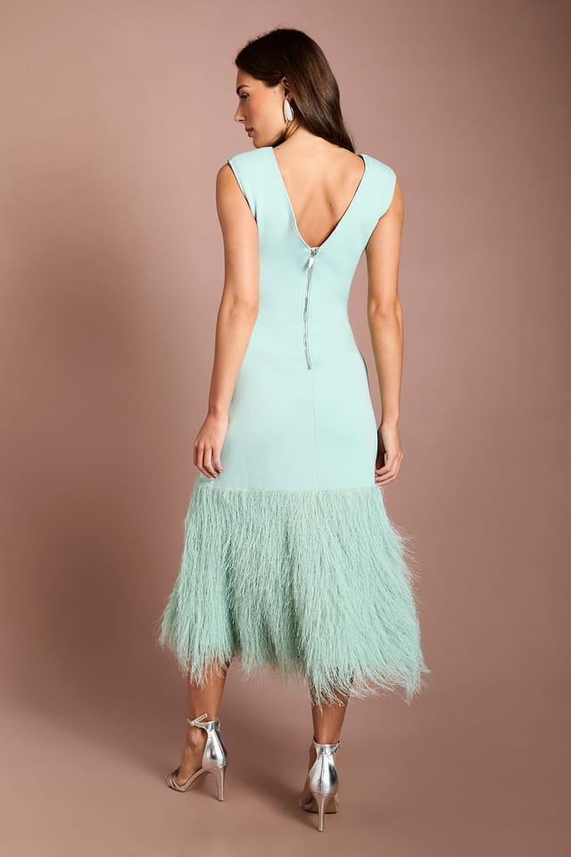 Coast Coast Women's Muse Sleeveless Bandage Fringed Midi Dress in Sage - 3