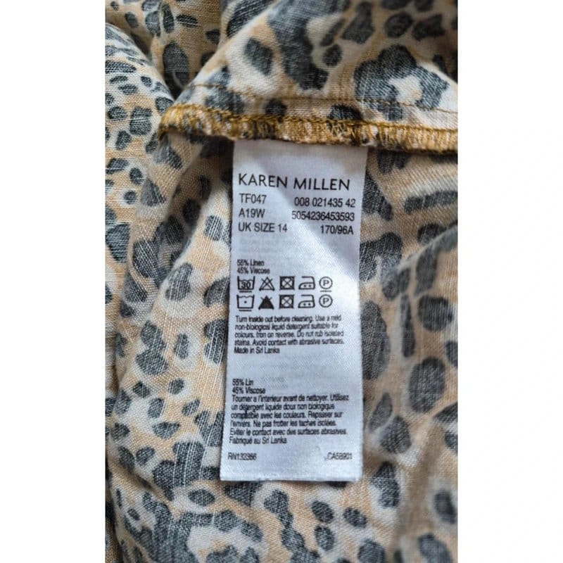 Karen Millen Mustard Leopard Print Bardot Top UK Size 14