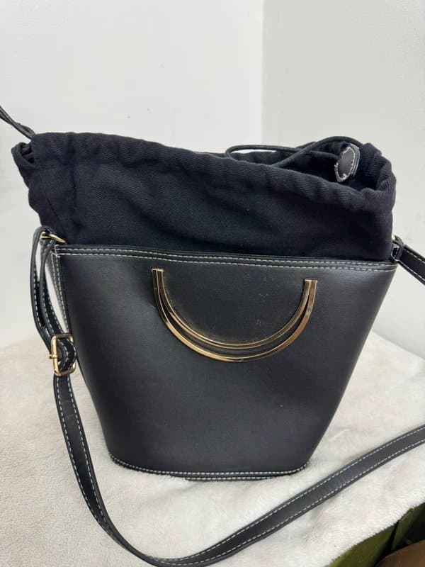 New Look New look black leather look Bucket bag