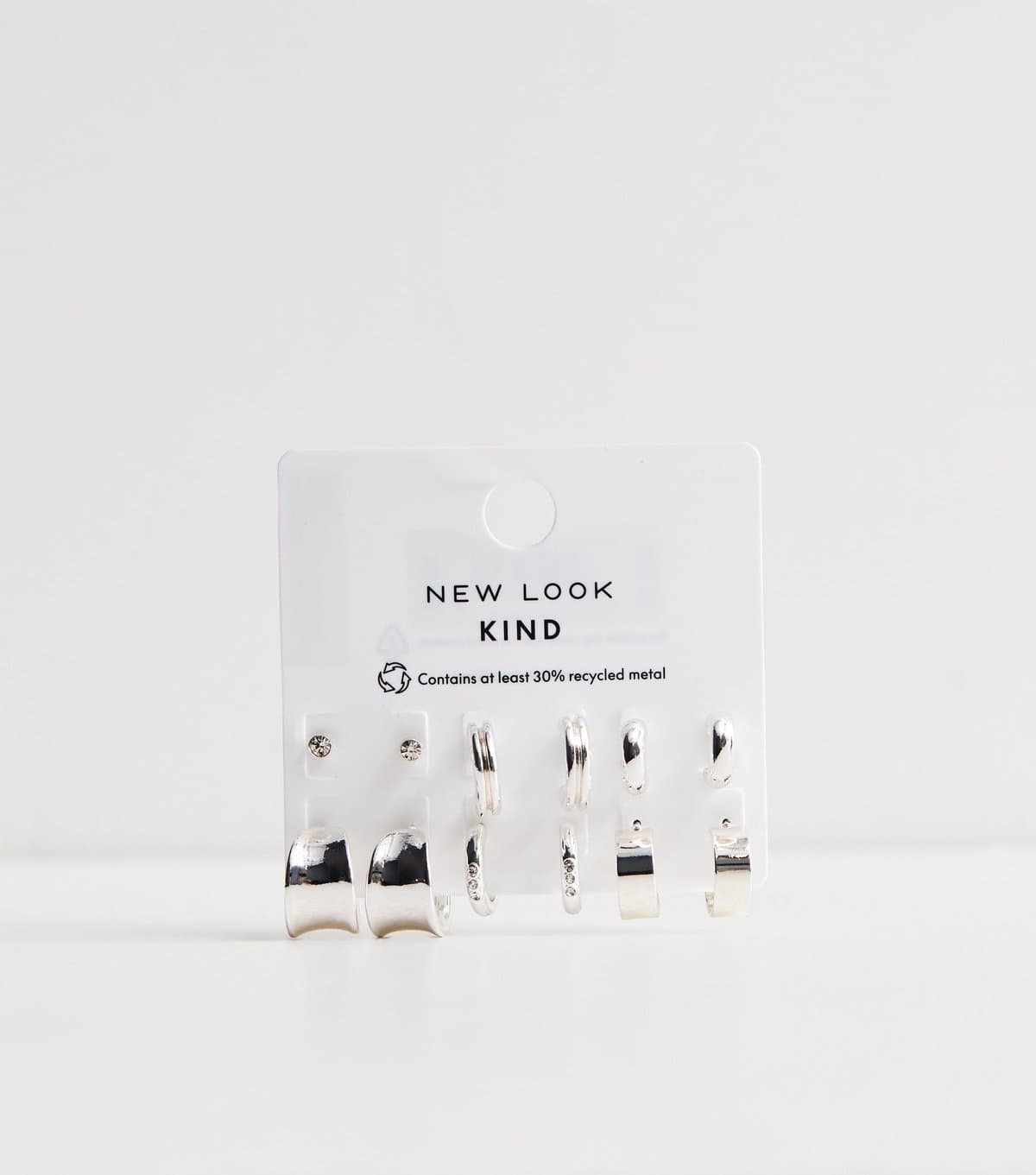 New Look Silver Tone Pack of 6 Assorted Stud and Hoop Earrings New Look