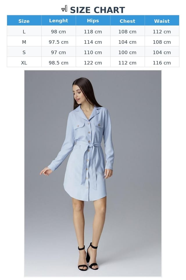 Love Lace Love Lace Women's Loose Shirt Dress with Waist Tie Pockets in Blue - 3