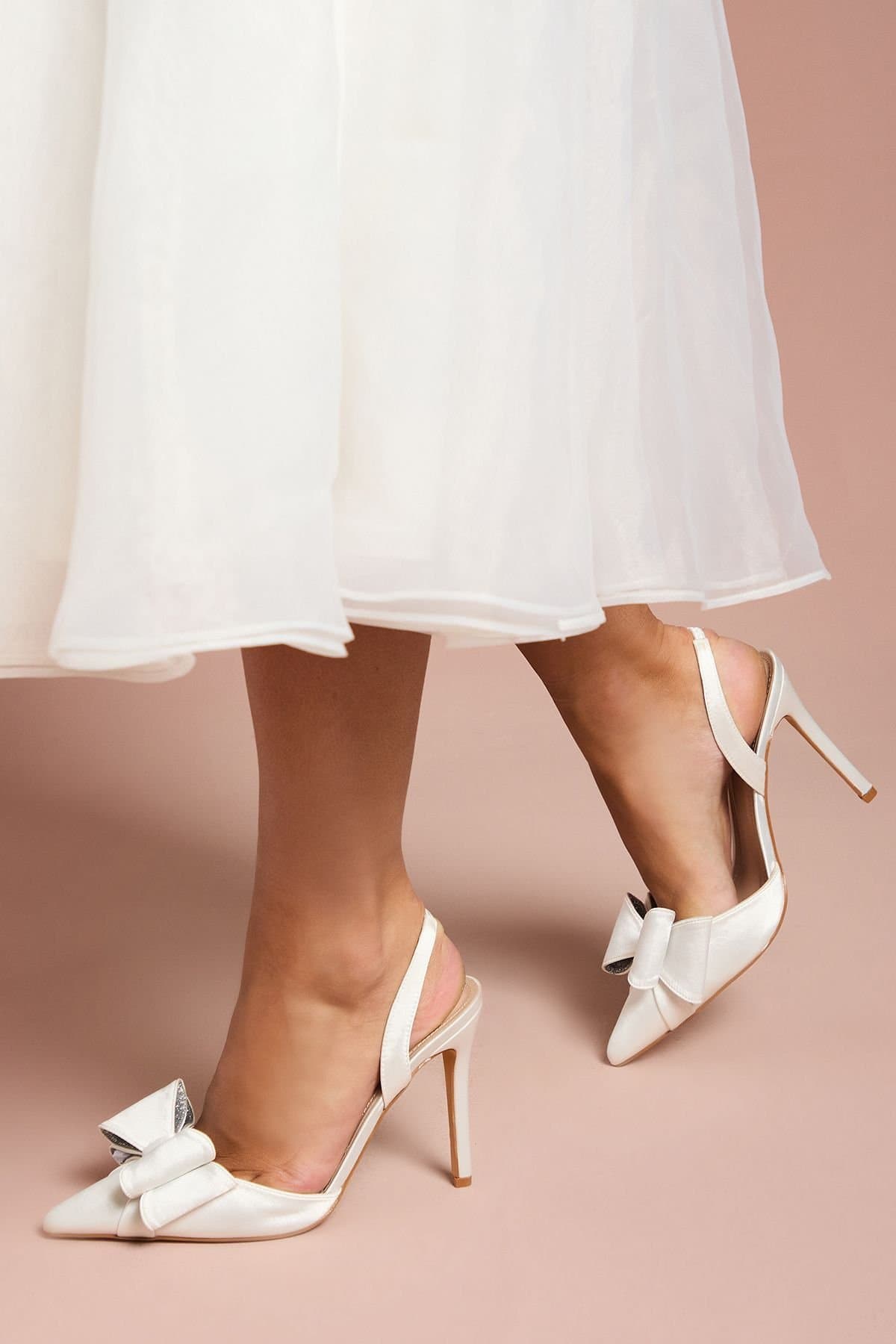 Coast Coast White Satin Bridal Stiletto Court Shoes