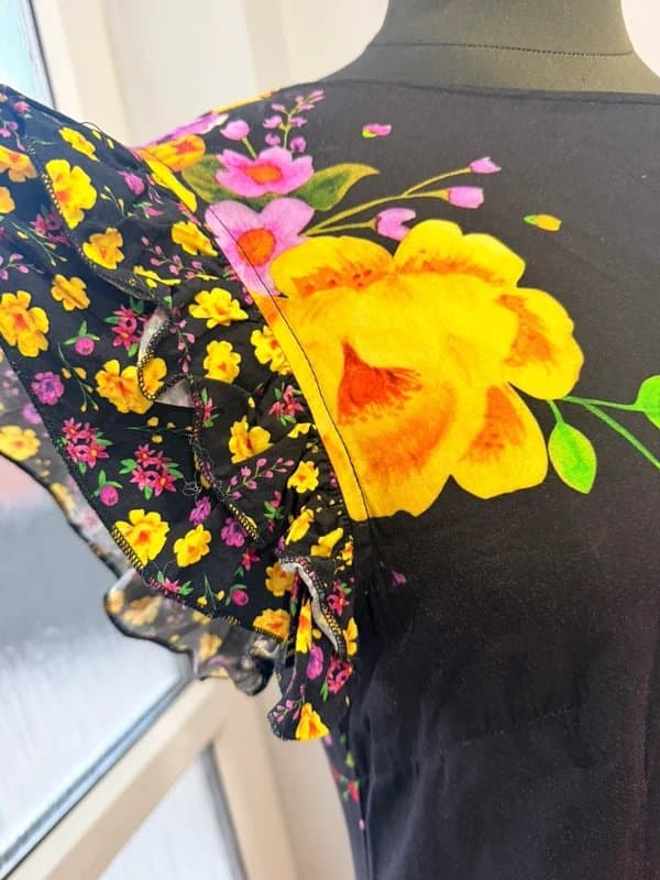 Never Fully Dressed Never Fully Dressed Frida long maxi summer dress in black, purple & yellow - Size 12 14