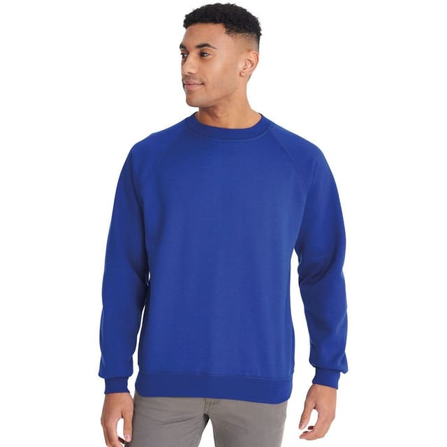 MADDINS Maddins Men's Coloursure Plain Crew Neck Sweatshirt in Royal - 2