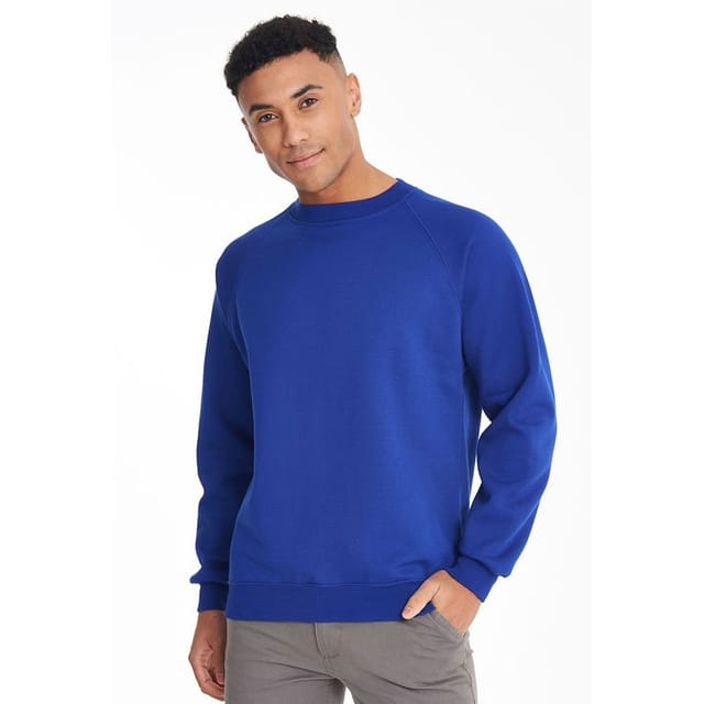 MADDINS Maddins Men's Coloursure Plain Crew Neck Sweatshirt in Royal - 3