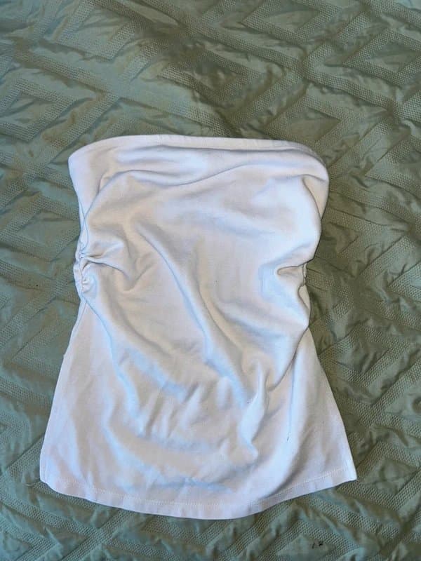 Bershka Bershka White Bandeau Ruched Top XS