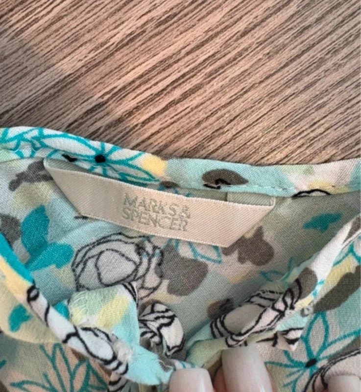 Marks & Spencer Vintage Y2K Marks & Spencer Floral Slip Dress UK 14 Turquoise Blue Midi Mini 90s 00s Cottagecore