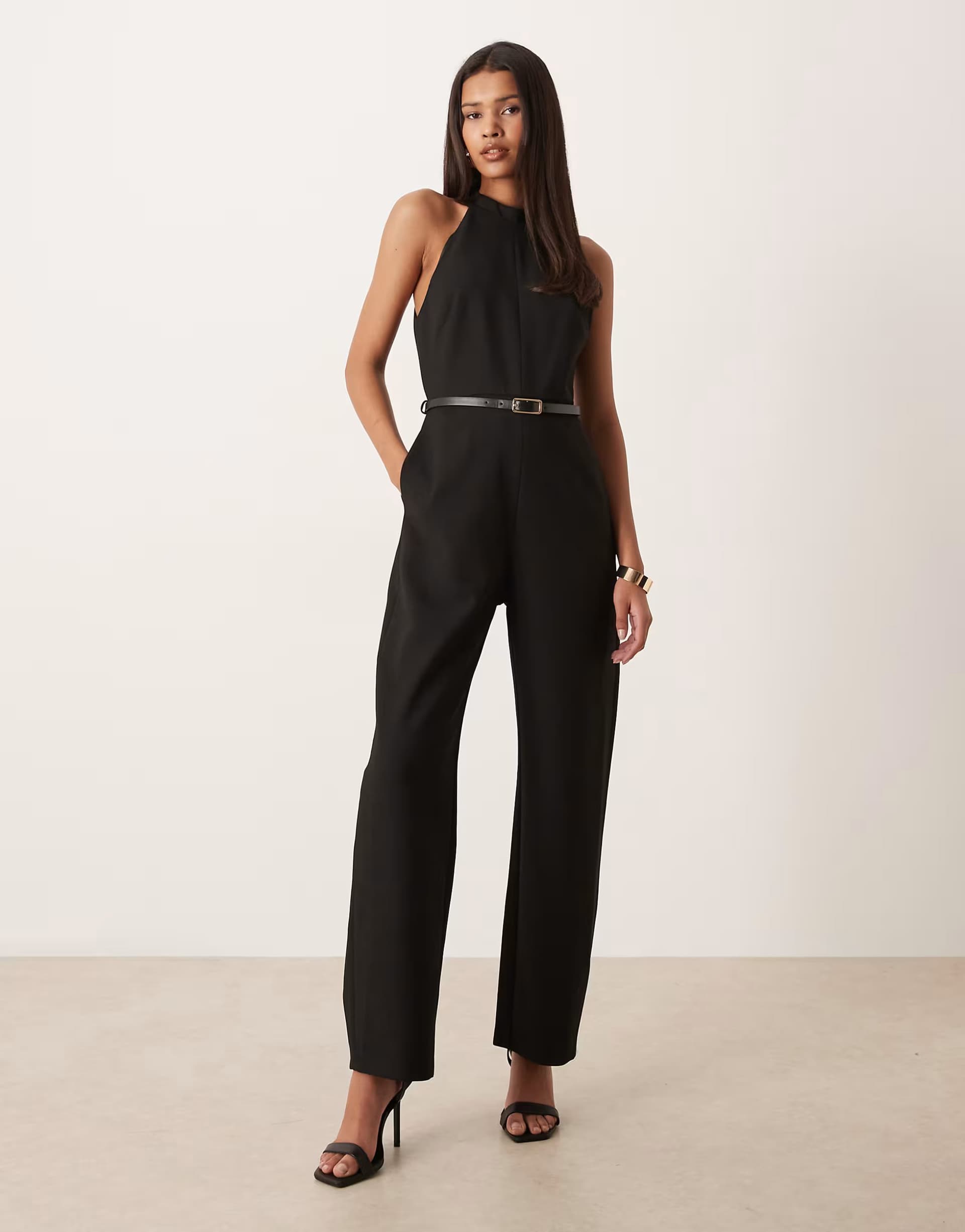 ASOS ASOS Black Belted Barrel Jumpsuit
