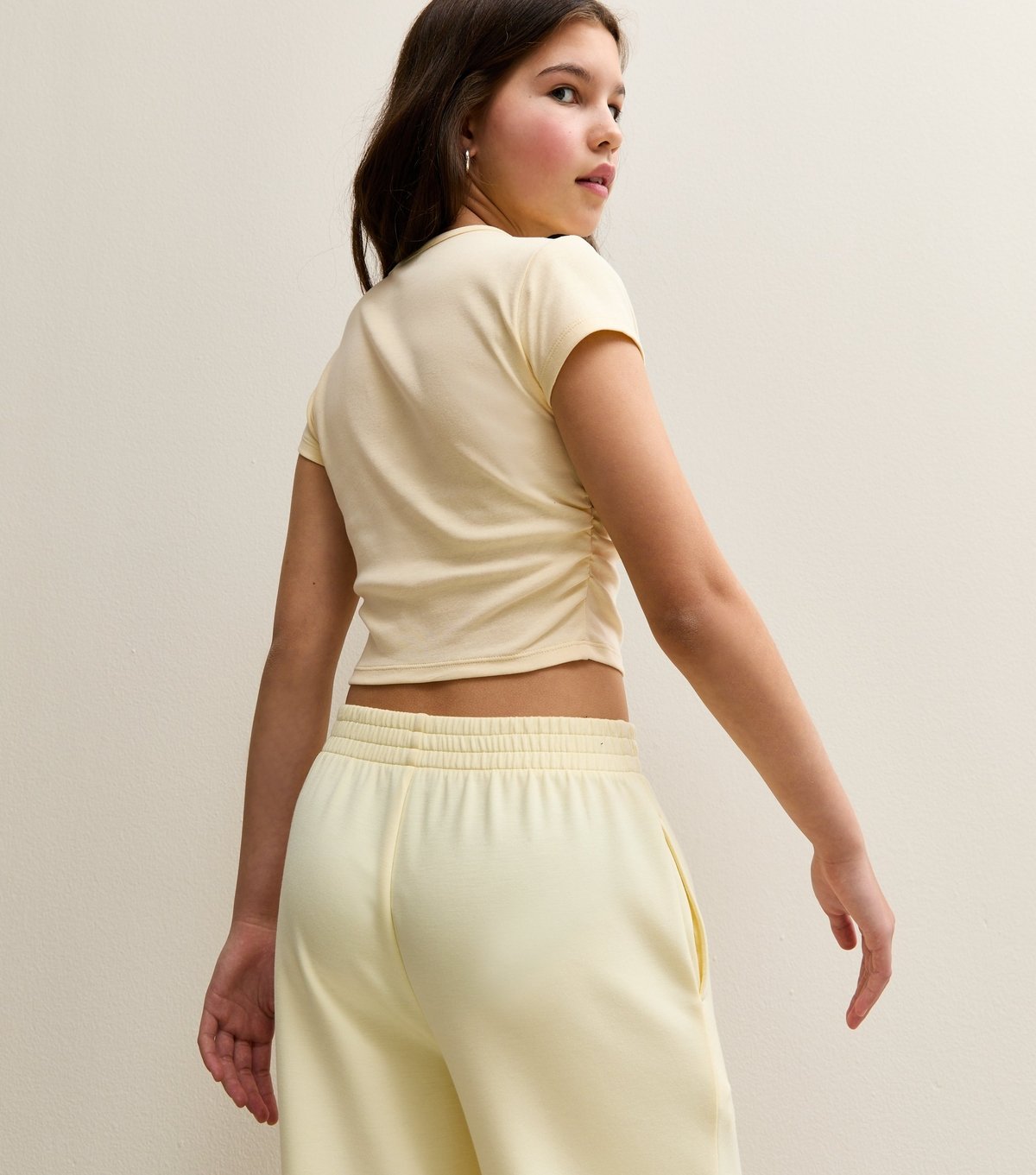 New Look Girls' Light Yellow Ruched Side Cap Sleeve T-Shirt New Look - 4