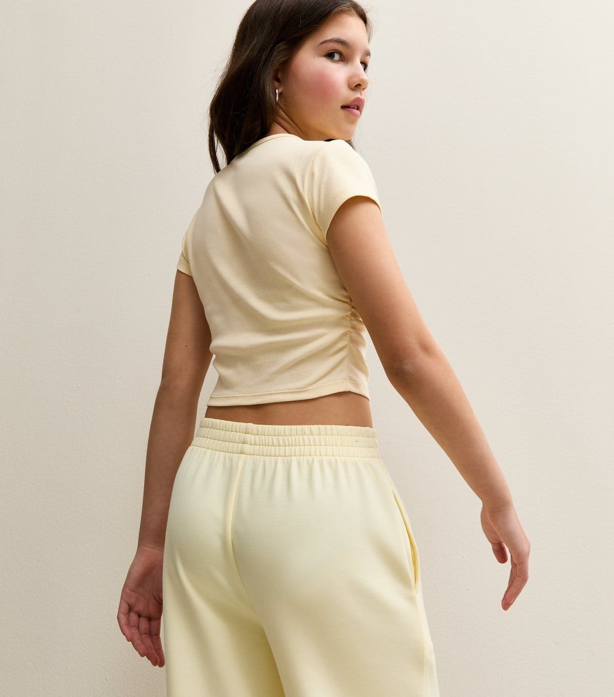 New Look Girls' Light Yellow Ruched Side Cap Sleeve T-Shirt New Look - 4